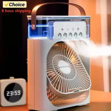 3 In 1 Fan Air Conditioner Small Air Cooler LED Night Light Portable Humidifier Air Adjustment Fan